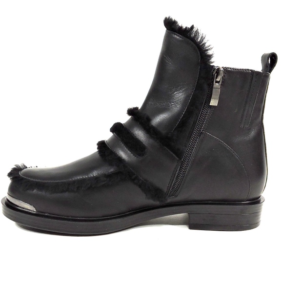 ALESSANDRO DI MARIA Black Leather Winter Bootie - Picture 2 of 8